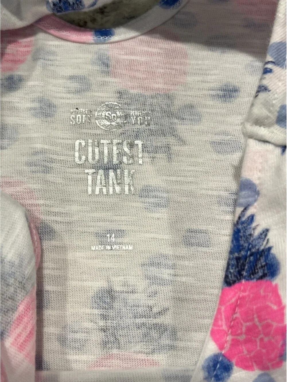 Sonoma SO Girls Size 14 Cutest Tank Tops -Lot Of 2-Blue Sparkles And Pineapples